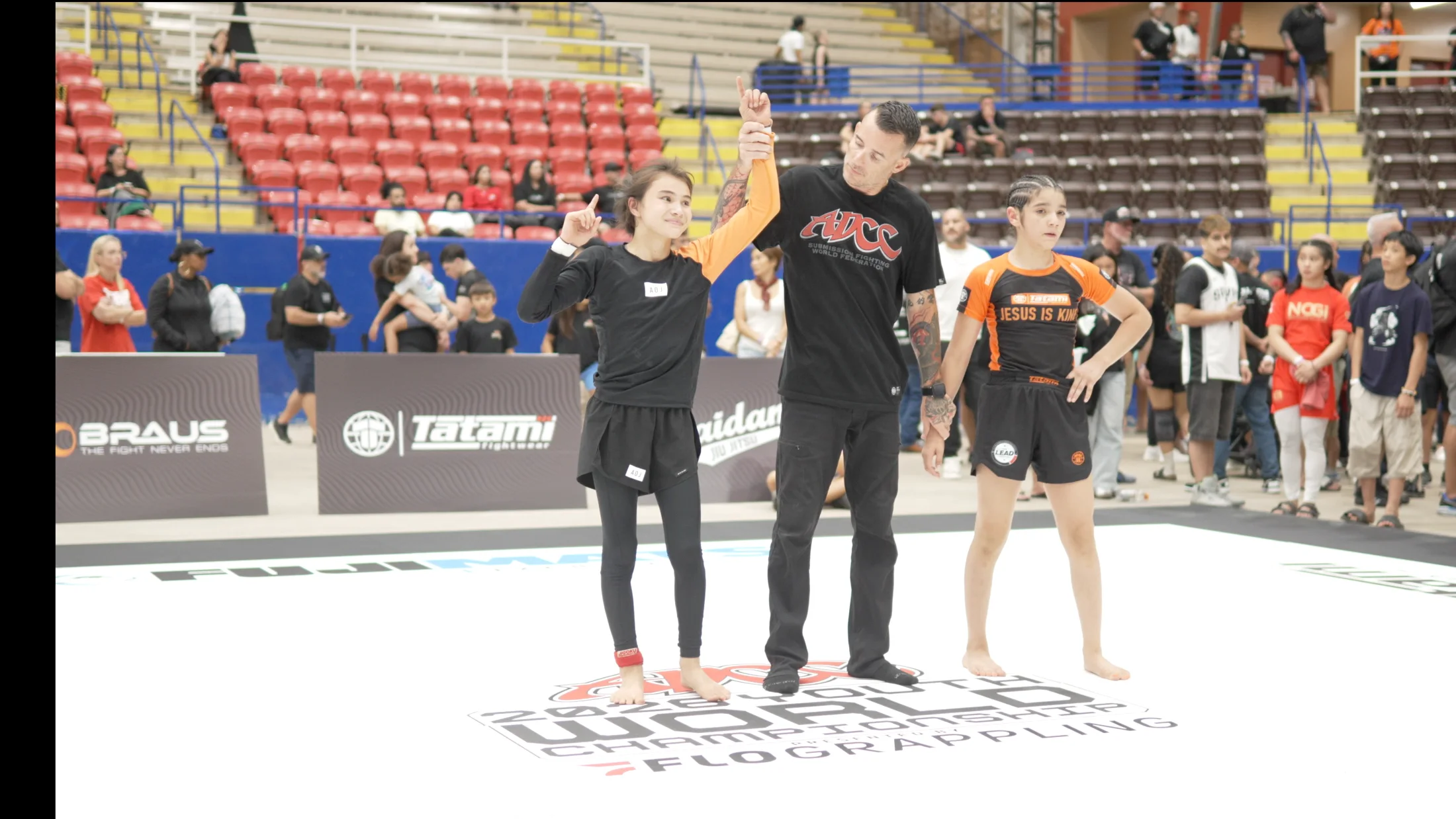 Bailey Heinsohn with Cali Grounds at 2026 ADCC Youth World Championships Absolute in Austin, Texas.